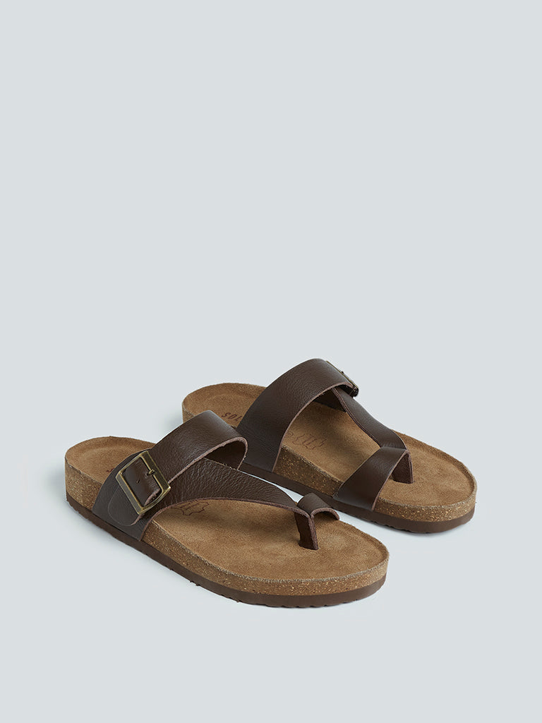 SOLEPLAY Dark Brown Leather Berkie Sandals